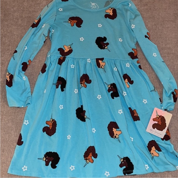 Afro Unicorn Long Sleeve Skater Dress - Picture 3 of 4